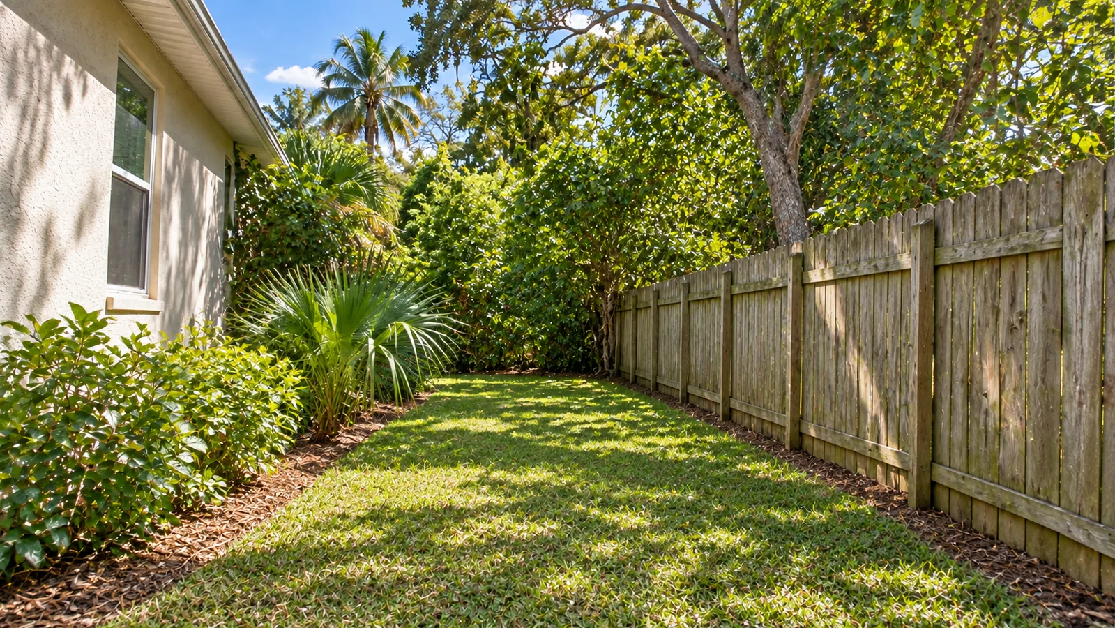 Clean side yard after brush removal