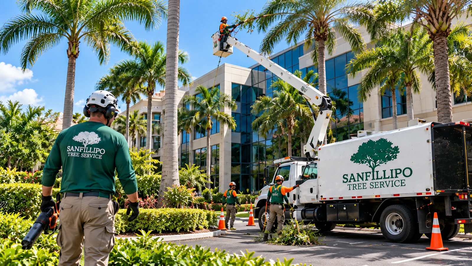 Commercial tree service at a managed property